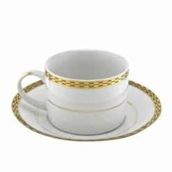 Athens Gold Dinnerware 10 Strawberry Street ATH-9G 8 Oz. Athens Gold Can Cup And Saucer Set