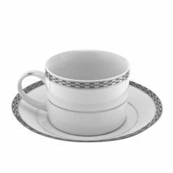 Athens Platinum Dinnerware 10 Strawberry Street ATH-9P 8 Oz. Athens Platinum Can Cup And Saucer Set