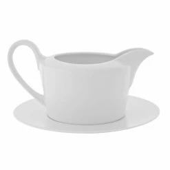 Aurora Square Dinnerware 10 Strawberry Street AUR-25 16 Oz. Aurora Square Gravy Boat And Saucer
