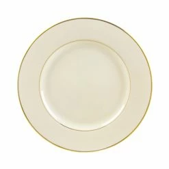 Cream Double Gold Dinnerware 10 Strawberry Street CGLD0001 10-3/4" Cream Double Gold Line Dinner Plate