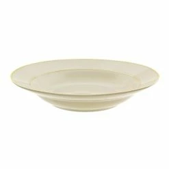 Cream Double Gold Dinnerware 10 Strawberry Street CGLD0003 10 Oz. Cream Double Gold Line Rim Soup Bowl
