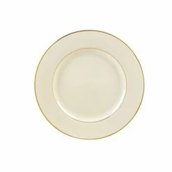 Cream Double Gold Dinnerware 10 Strawberry Street CGLD0004 7-3/4" Cream Double Gold Line Salad / Dessert Plate