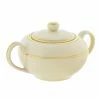 Cream Double Gold Dinnerware 10 Strawberry Street CGLD0018 8 Oz. Cream Double Gold Line Sugar Bowl With Lid -Strawberry Fields 10 Strawberry Street CGLD0018 8 oz Cream Double Gold Line Sugar Bowl with Lid 172724 large