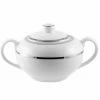 Double Silver Line Dinnerware 10 Strawberry Street DSL0018 Double Silver Line Sugar Bowl With Lid 8 Oz. - 1/2 Doz -Strawberry Fields 10 Strawberry Street DSL0018 8 oz Double Silver Line Sugar Bowl With Lid 172714 large