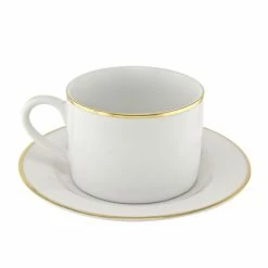 Gold Line Dinnerware 10 Strawberry Street GL0009 6 Oz. Gold Line Rim Can Cup And Saucer
