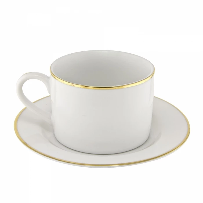 Gold Line Dinnerware 10 Strawberry Street GL0009 6 Oz. Gold Line Rim Can Cup And Saucer 3 Gold Line Dinnerware 10 Strawberry Street GL0009 6 Oz. Gold Line Rim Can Cup And Saucer