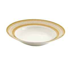 Iriana Gold Dinnerware 10 Strawberry Street IRIANA-3GLD 8 Oz. Iriana Gold Rim Soup Bowl