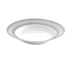 Iriana Platinum Dinnerware 10 Strawberry Street IRIANA-3SLV 8 Oz. Iriana Platinum Rim Soup Bowl