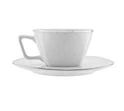 Lotus Silver Line Dinnerware 10 Strawberry Street LOTUS-9SL 6 Oz. Lotus Silver Line Cup And Saucer