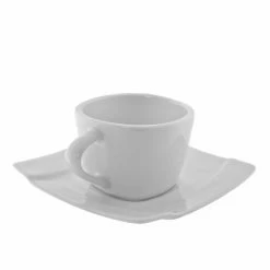 Nouve Square Dinnerware 10 Strawberry Street NOU-9SQ 5 Oz. Nouve Square White Cup And Saucer