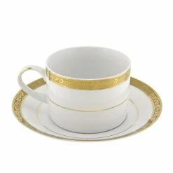 Paradise Gold Dinnerware 10 Strawberry Street PAR-9G Paradise Gold Can Cup And Saucer Set 8 Oz.