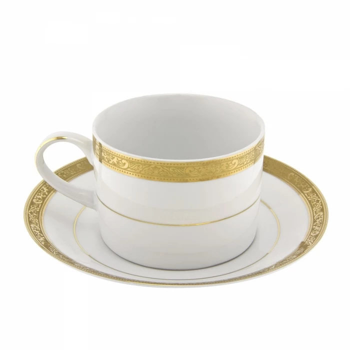 Paradise Gold Dinnerware 10 Strawberry Street PAR-9G Paradise Gold Can Cup And Saucer Set 8 Oz. 3 Paradise Gold Dinnerware 10 Strawberry Street PAR-9G Paradise Gold Can Cup And Saucer Set 8 Oz.