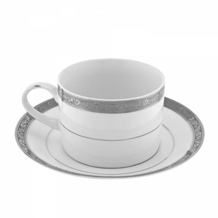 Paradise Platinum Dinnerware 10 Strawberry Street PAR-9P Paradise Platinum Can Cup And Saucer Set 8 Oz. 3 Paradise Platinum Dinnerware 10 Strawberry Street PAR-9P Paradise Platinum Can Cup And Saucer Set 8 Oz.