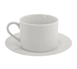 Classic White Dinnerware 10 Strawberry Street RB0009 6 Oz. Classic White Can Cup And Saucer Set