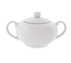 Classic White Dinnerware 10 Strawberry Street RB0018 8 Oz. Classic White Sugar Bowl With Cover