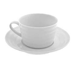 Swing White Dinnerware 10 Strawberry Street SWNG-9 Swing White Cup And Saucer Set 9 Oz.
