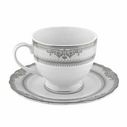 Vanessa Platinum Dinnerware 10 Strawberry Street VAN-9P Vanessa Platinum Cup And Saucer 8 Oz.